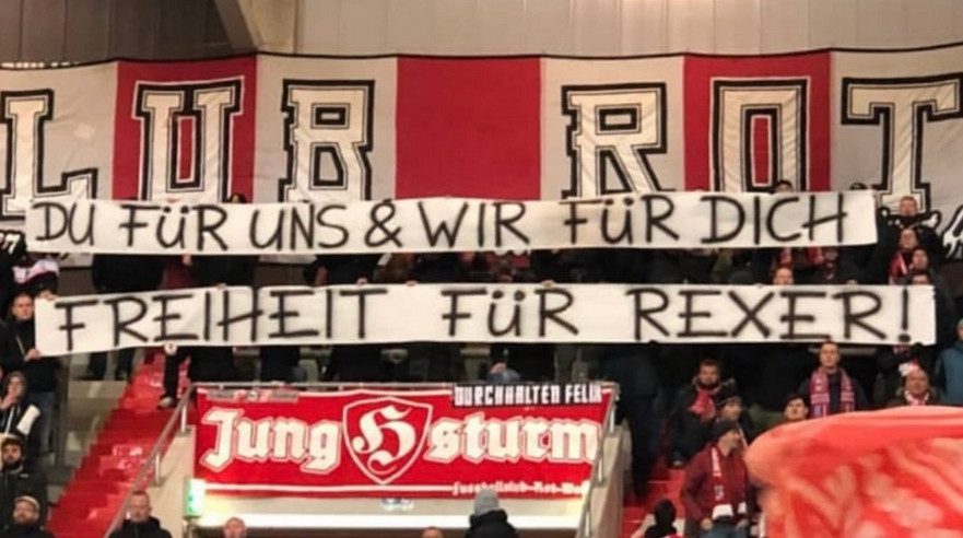 Solidaritätsaktion der Nazi-Hooligans vom “Jungsturm Erfurt” mit Felix Reck