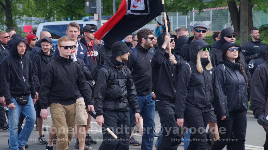 1.v.l. Florian Fischer, 2.v.l. Maximilian Andreas, 4.v.l. Saskia Reus, 5.v.l. Kevin Noeske, 1.v.r. Leon Ringl, 2.v.r. Damian Wolf, am 1.5.2018 in Erfurt